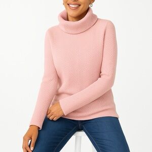 J. Crew Funnelneck Pullover Sweater Pink Textured Medium Long Sleeve